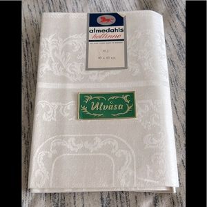 Set of 6 White Uncut Vintage Sweden Napkins 40X40 cm Almeadahls Hellinne Ulvasa